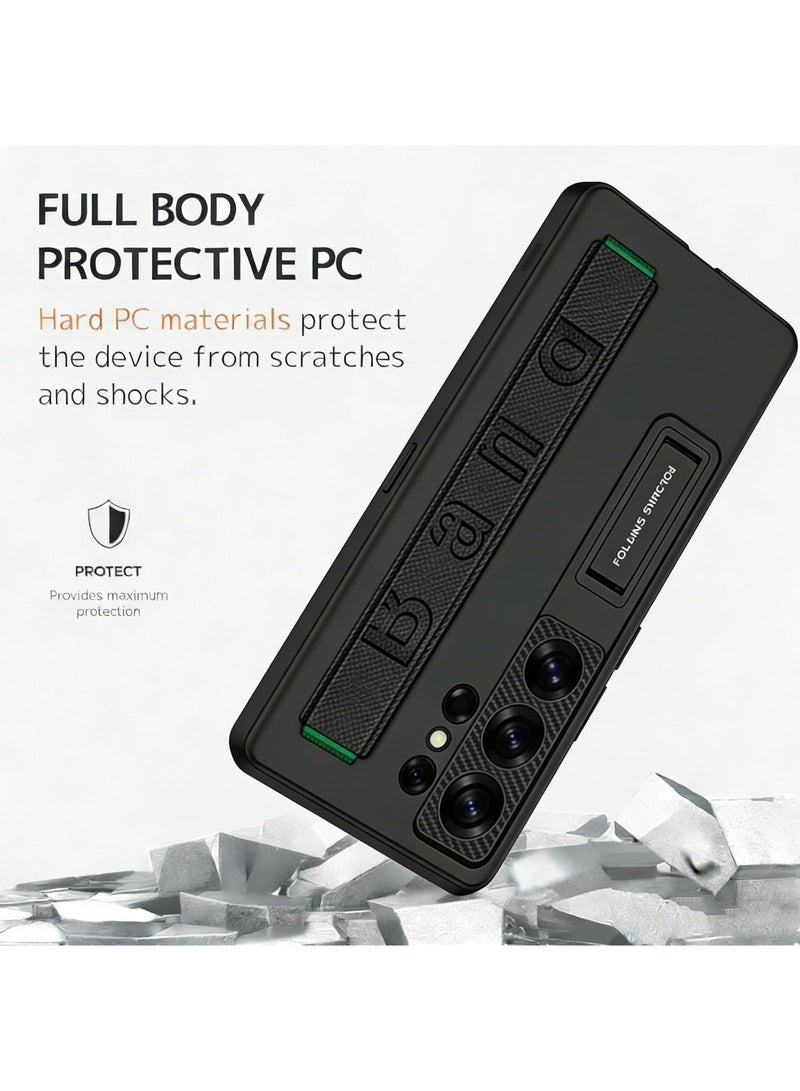 Adando Strap Case Compatible Samsung S26 Ultra Phone Case with Stand & Wristband, Galaxy S26 Ultra Heavy Duty Protective Cover (Black) [Not include Pen] - Image 3